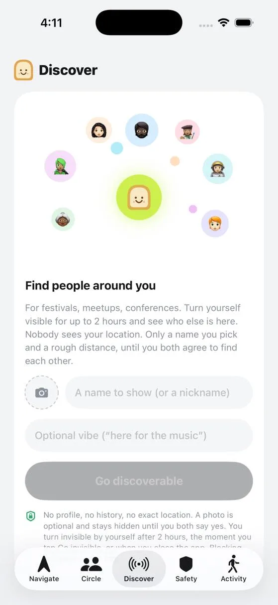 The Discover tab, switched off